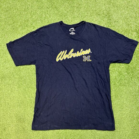 MICHIGAN WOLVERINES EMBROIDERED SPELLOUT T SHIRT MENS XL 90s VINTAGE - Picture 1 of 5